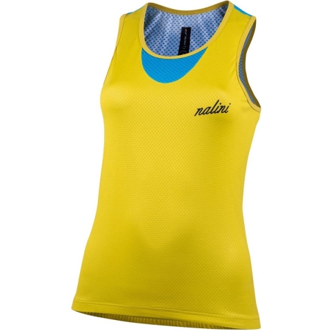 Nalini Fietsshirt Mouwloos Dames Geel Blauw - TANK TOP LADY YELLOW LIGHT BLUE - S
