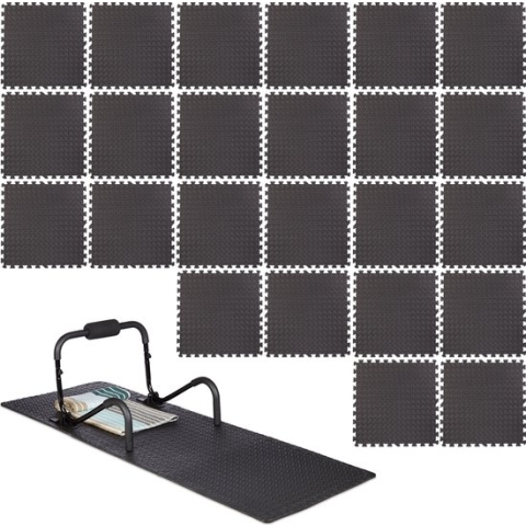 Relaxdays 24 x vloertegel 60 x 60 cm  - fitness mat - zwart - ondergrond – uitbreidbaar