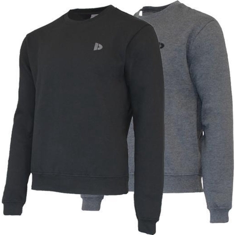 2 Pack Donnay Fleece sweater met ronde hals - Heren - Charcoal marl/Black - maat 3XL