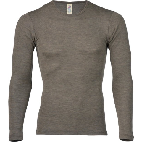 Engel Natur Heren Shirt Lange Mouw Zijde - Bio Merino Wol GOTS - walnut 54/56XL