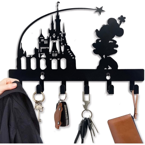Sleutelhouder voor aan de muur, zelfklevende sleutelhaken met 6 haken, wandmontage, balck metaal, roestvrij zwaar belastbaar, voor kaphoed, handdoek, sleutelhangers, geen boor op