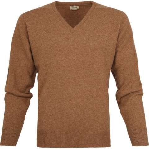 William Lockie - Pullover Lamswol V Savannah - Heren - Maat XL - Regular-fit