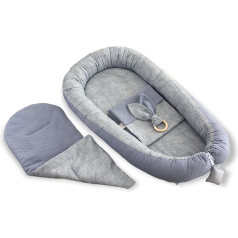 Babynest Eliz Baby Dubbelzijdig 4-delig Indigo Waffle Blue Dye  Babynestje Kraamcadeau