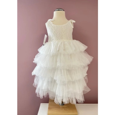 Feestjurk-feestkleding-zomerjurk-wit-ivoor-meisje-bruidsmeisje-bruidskleding-kleedje-fotoshoot-avondjurk-jurk-girl-kinderen-jurk Els (mt 98/104)