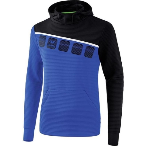 Erima Teamline 5-C Sweatshirt met Capuchon Kind New Royal-Zwart-Wit Maat 152