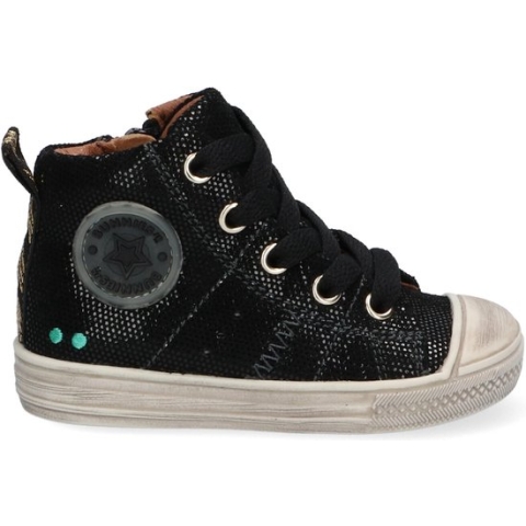 Bunnies JR 221635-489 Meisjes Hoge Sneakers - Zwart - Suède - Veters