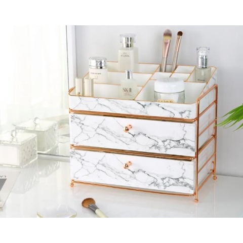 Moongoods - Make-up organizer groot - Beautycase groot - XXL Luxe Cosmetica Organizer in marmer design - Grote Luxe Make-up organizer marmer - Cosmetica storage box - Luxe Cosmetica Opbergdoos - Luxe Beauty Organizer Marmer