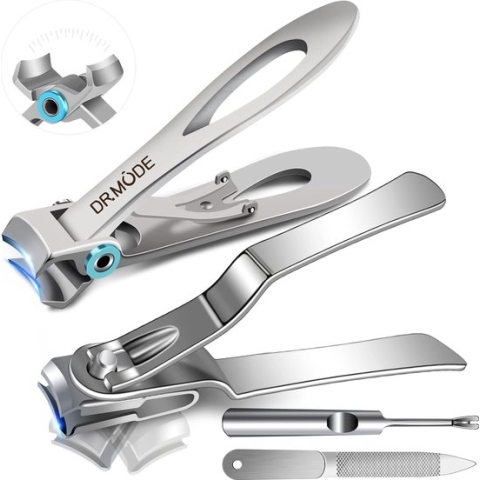 Nagelknipperset, teennagelknipper voor dikke nagels met brede kaakopening en scherp gebogen mes, 360 graden roterende vingernagelknipper, nagelknipper met lang handvat voor mannen