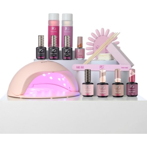 Pink Gellac Gellak Starterspakket Premium Uncovered - 4 Kleuren Gel Nagellak, LED lamp en Manicure Set - Gel Lak voor Gelnagels