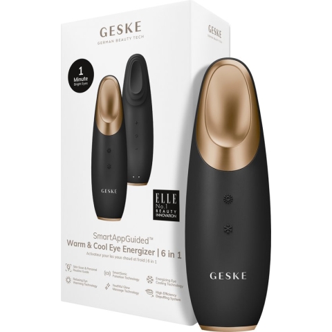 GESKE | SmartAppGuided™ Warm & Cool Eye Energizer | 6 in 1 | Oogmassageapparaat | Apparaat tegen donkere kringen | Traanzakjes en hangende oogleden verwijderen | Elektrische oogmassage
