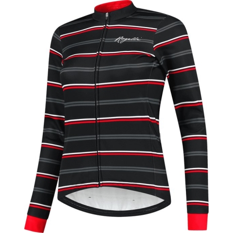 Rogelli Stripe Winterjack - Dames - Fietsjack - Zwart/Rood - Maat M