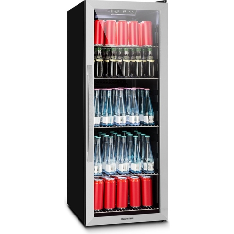 Klarstein Beersafe 6XL Koelkast - 201 Liter - 5 Plateaus - Glazen Panoramadeur - Roestvrij Staal