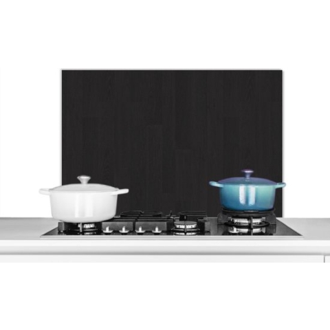 Spatscherm Keuken - Kookplaat Achterwand - Spatwand Fornuis - 90x60 cm - Plank - Zwart - Patronen - Aluminium - Wanddecoratie - Muurbeschermer - Hittebestendig