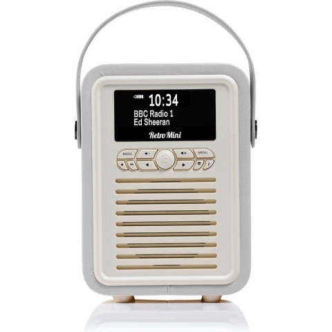 ViewQuest Retro Mini,Draagbare Retro DAB Radio met Bluetooth, Licht Grijs