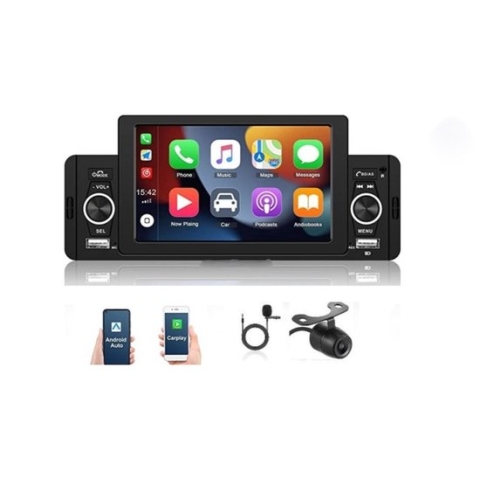 VIKEFON - Autoradio - 1 DIN - Apple Carplay - Android Auto - Bluetooth - Usb - Camera