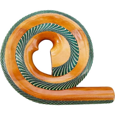 LIDAH® Didgeridoo Instrument - Spiral Travel Digeridoo - 36 cm - Compacte Australian Muziekinstrumenten - Handgeschilderd Mahonie