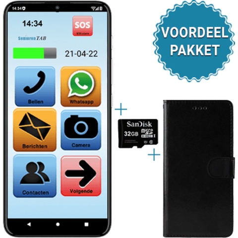 SeniorenTAB M Voordeelpakket - Senioren Smartphone op basis van Motorola - 64GB - 6.5 inch scherm - Inclusief Beschermhoes