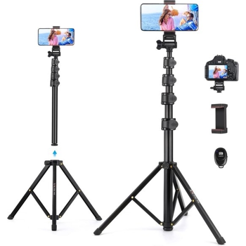 Verstelbaar Smartphone Statief - UPGRADE Versie - Opvouwbaar en Draagbaar - Universele Telefoonhouder - Inclusief Draadloze Bluetooth-Afstandsbediening - Ideaal voor Fotografie, Videografie, en Vlogging