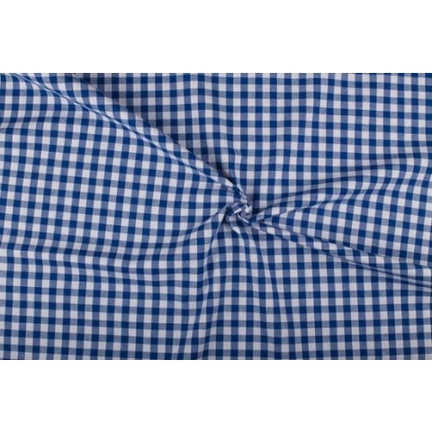 Boerenbont stof - 10mm ruit blauw/wit - Katoen - 10 meter