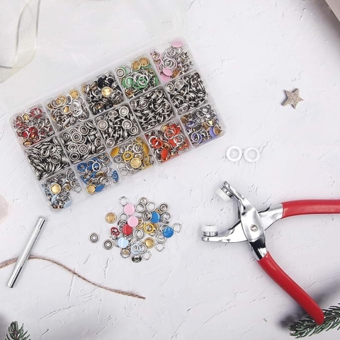 804 stuks holle en stabiele metalen drukknopen met instelgereedschap voor knutselen en leren naaien voor jeans en tassen (200 sets, 10 kleuren, 9,5 mm)