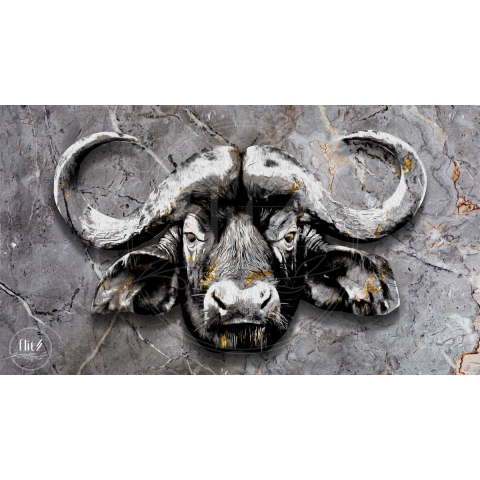 100% Nederlandse Productie! │ Diamond Painting │ Abstracte Buffel│ Formaat 110 x 60 cm │ Diamond Painting Pakket Volwassen │ Volledige bedekking │ Vierkant │ Full │ Flitzz Diamond Painting