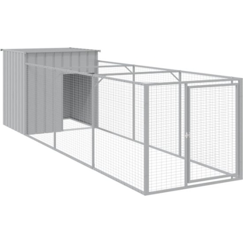 vidaXL-Hondenhok-met-ren-110x405x110-cm-staal-lichtgrijs