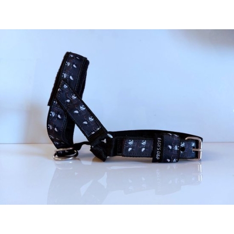 Gentle leader zwart skull Jack gevoerd antitrek hoofdhalster hond