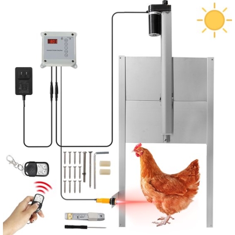 Complete Automatische Kippenhok Deur set - Met Timer en Infrarood Sensor - 220V 12V 66Watt - 30 CM