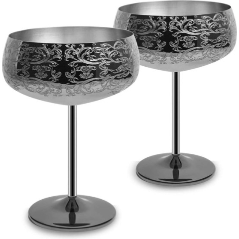 stainless steel wine glasses - royal style wine cups / High Quality - - Perfect for Home, Restaurants and Parties - Champagne Glasses \ Premium product / Tonic Cocktail Glasses