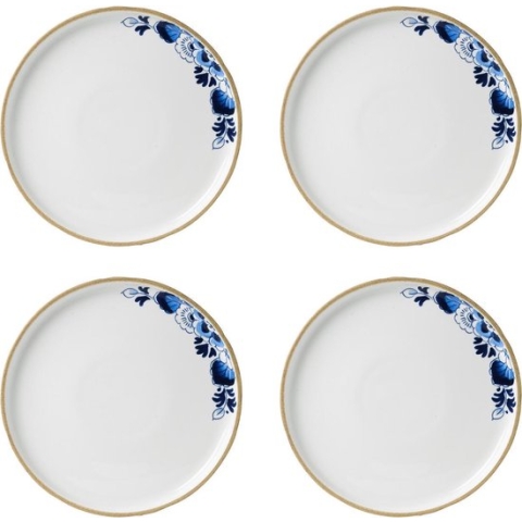 Heinen Delfts Blauw | Blauw Bloesem Dinerbord - 27 cm - 4 stuks