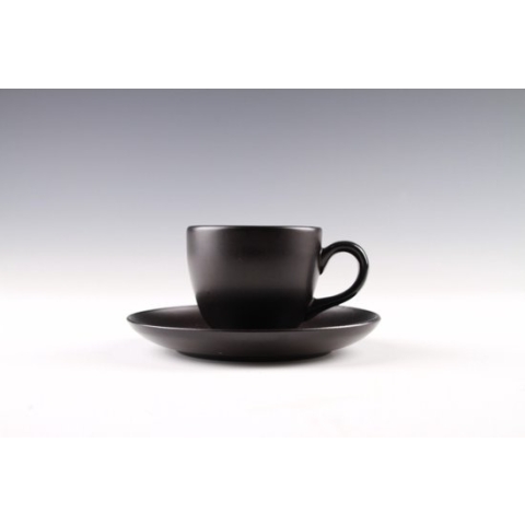 Duralite - Black label - Feestdagen tip - Kop & schotel - ESPRESSO - 9.5cl - Mat zwart - Set á 6 stuks