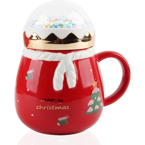 Kerstmok, keramische keramische koffiekopjes, koffiekopjes, kerstbeker, kerstbeker voor koffie met handvat, beste cadeau voor ouders, vrienden en Kerstmis