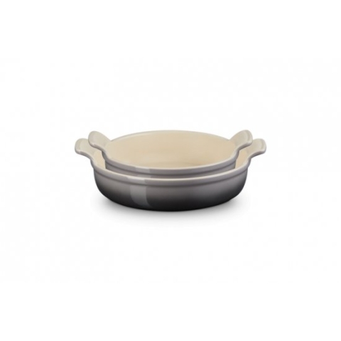 Le Creuset Ovenschaal Rond Set van 2 in Aardewerk Flint