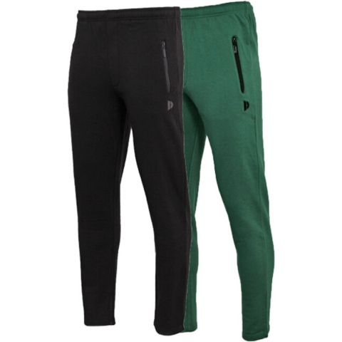 2- Pack Donnay Joggingbroek met rechte pijp - Sportbroek - Heren - Maat M - Forrest green/Zwart (428)