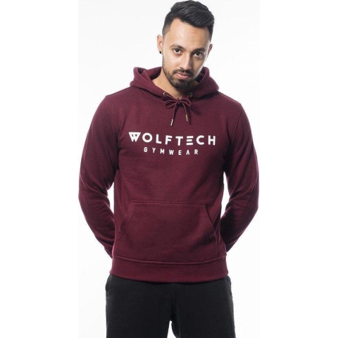 Wolftech Gymwear Hoodie Heren / Hoodie Dames - Rood / Bordeaux - XS - Met Groot Logo - Fitness - Unisex