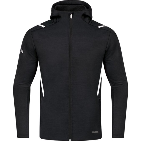 JAKO Vrijetijdsjas Met Capuchon Challenge Zwart Gemêleerd-Wit Maat 3XL