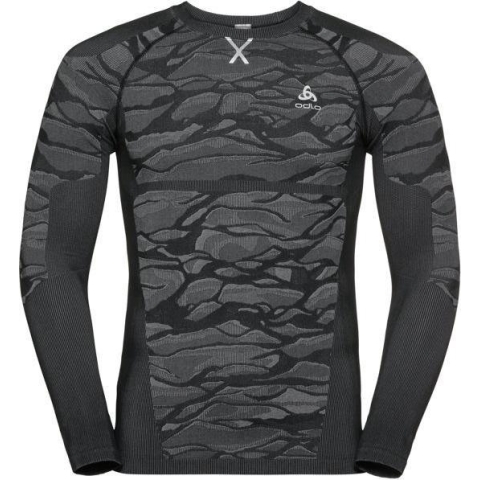 Odlo Bl Top Crew Neck L/S Blackcomb Heren Thermoshirt - Black- Odlo Steel Grey - Maat S