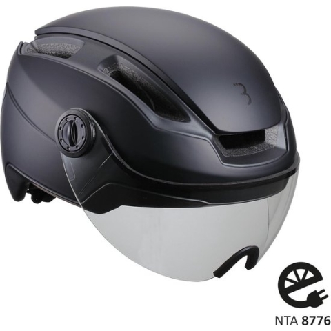 BBB Cycling Indra Faceshield Fietshelm voor Speed Pedelec, E-bike & Snorfiets - NTA-8776 Gecertificeerd - Vizier met Transparante Lens - Mat Zwart - Maat L - BHE-56F - Geschikt voor een snorfiets