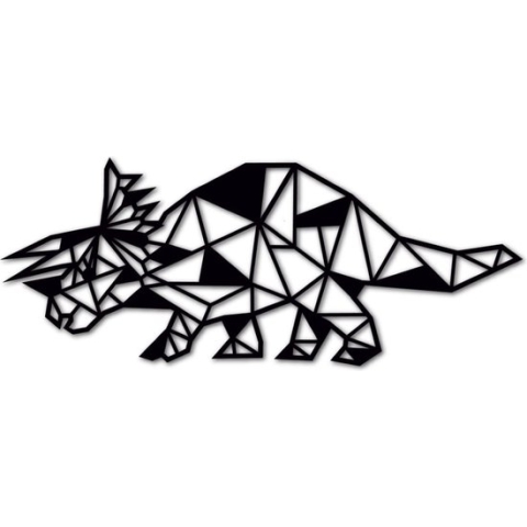 Houten Dierenkop - Triceratops - Extra Groot, Zwart MDF