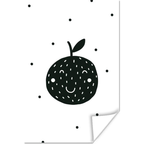 Poster Fruit - Zwart - Wit - Kinderen - Jongens - Meisjes - Baby - 120x180 cm XXL - Poster Babykamer