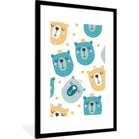 Fotolijst incl. Poster - Beer - Design - Kind - Jongens - Meisjes - Baby - 80x120 cm - Posterlijst