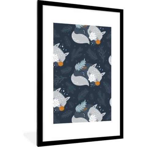 Fotolijst incl. Poster - Vos - Design - Kinderen - Jongens - Meisjes - Baby - 80x120 cm - Posterlijst