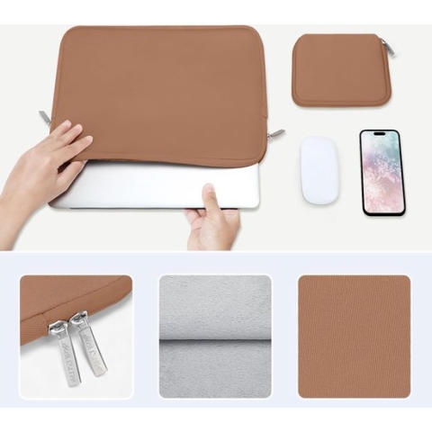 Laptophoes 13.3 inch , Neopreen Rugzakhoes met Kleine Hoes, bruin