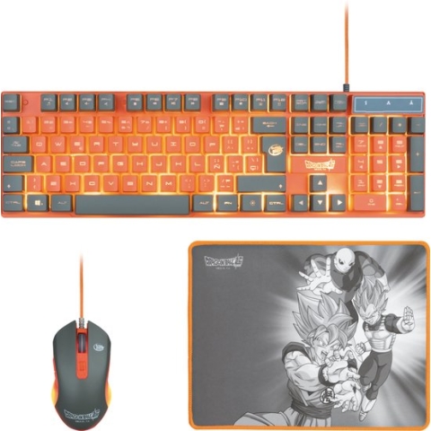 FR-TEC PC Dragon Ball Super PACK Keyboard + Mouse + Mousepad toetsenbord Inclusief muis USB Grijs, Oranje