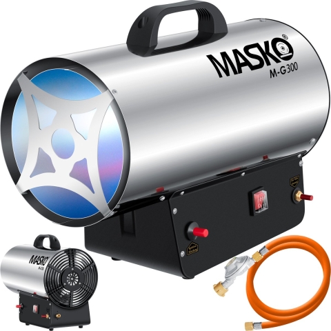 MASKO® Heteluchtkanon Gaskachel incl. Gasslang & Drukregelaar Warmtekanon Gas Verwarming - 30kW Zilver