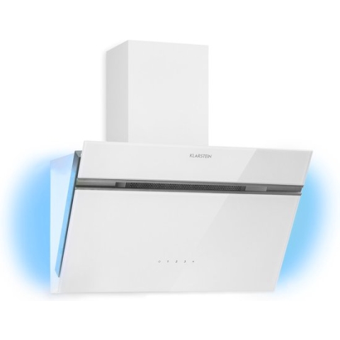Klarstein Alina Schuine Afzuigkap - 60 Cm Breed - 600 M³/H - Met LED-Display En Sfeerverlichting - 63 Db - Energie-Efficiëntieklasse A - Wit