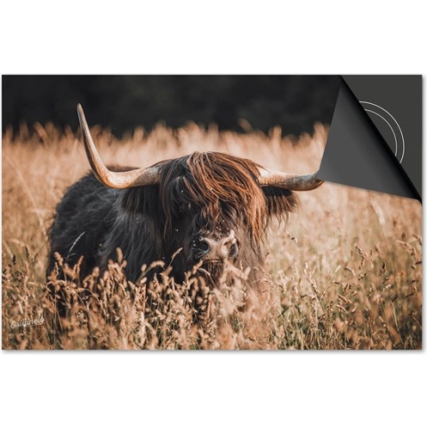 Inductie beschermer 60x60 - afdekplaat inductie mat - Dietrix Kookplaat beschermer - Exclusief - Schotse Hooglander 6 - Verstopt in het gras