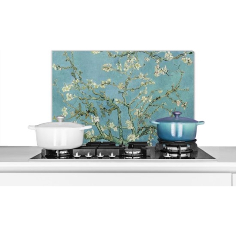 KitchenYeah - Spatscherm keuken - Spatwand - Amandelbloesem - Bloemen - Van Gogh - Kunst - Oude meesters - Kookplaat achterwand - Bloesem - 60x40 cm