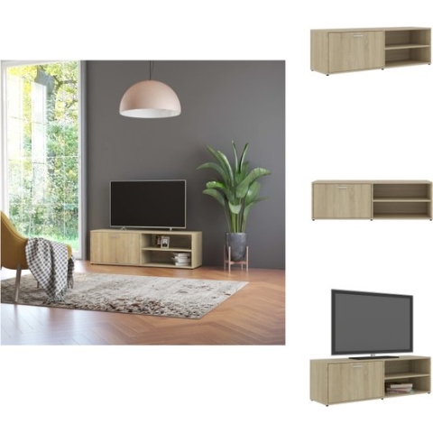 vidaXL TV-kast - Sonoma eiken - 120 x 34 x 37 cm - met deur en 2 vakken - Kast