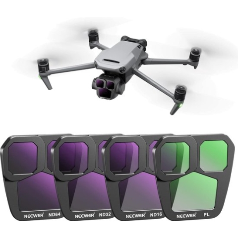 Neewer® - Mavic 3 Pro ND-filter Set - Compatibel met DJI Mavic 3 Pro/Pro Cine - 4-Pack ND16/ND32/ND64/PL Polarisatiefilter Set en Grijsfilter Set met Slank Frame - Meervoudig Gecoate Optische HD Glas - Verbeterde Luchtfotografie en Videografie